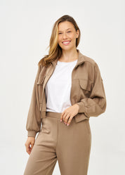 ג'קט שני כיסים קידמיים ורוכסן חום