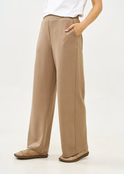 מכנסיים רחבים מבד רך חום