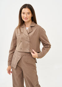 Brown short double-breasted blazer - 00