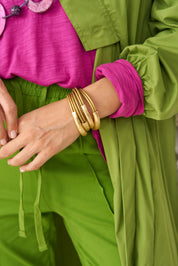 צמיד רצועות עור עגולות צינורות זהב