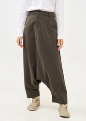 מכנס חצאית חתך עם כיס שילוב צבע אפור כהה