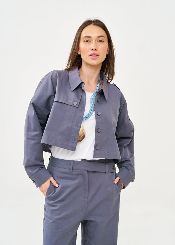 Blue long-sleeved jacket