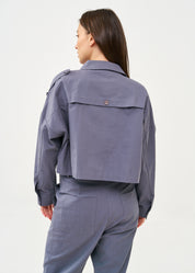 ג׳קט עם כותפת ארוכה כחול