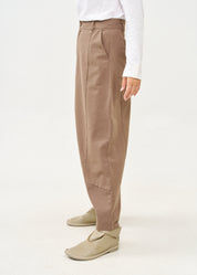 מכנס חצאית חתך עם כיס שילוב צבע חום