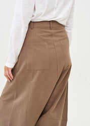 מכנס חצאית חתך עם כיס שילוב צבע חום