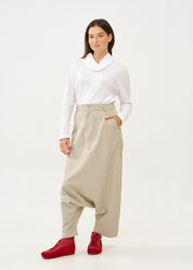 מכנס חצאית חתך עם כיס שילוב צבע סטון