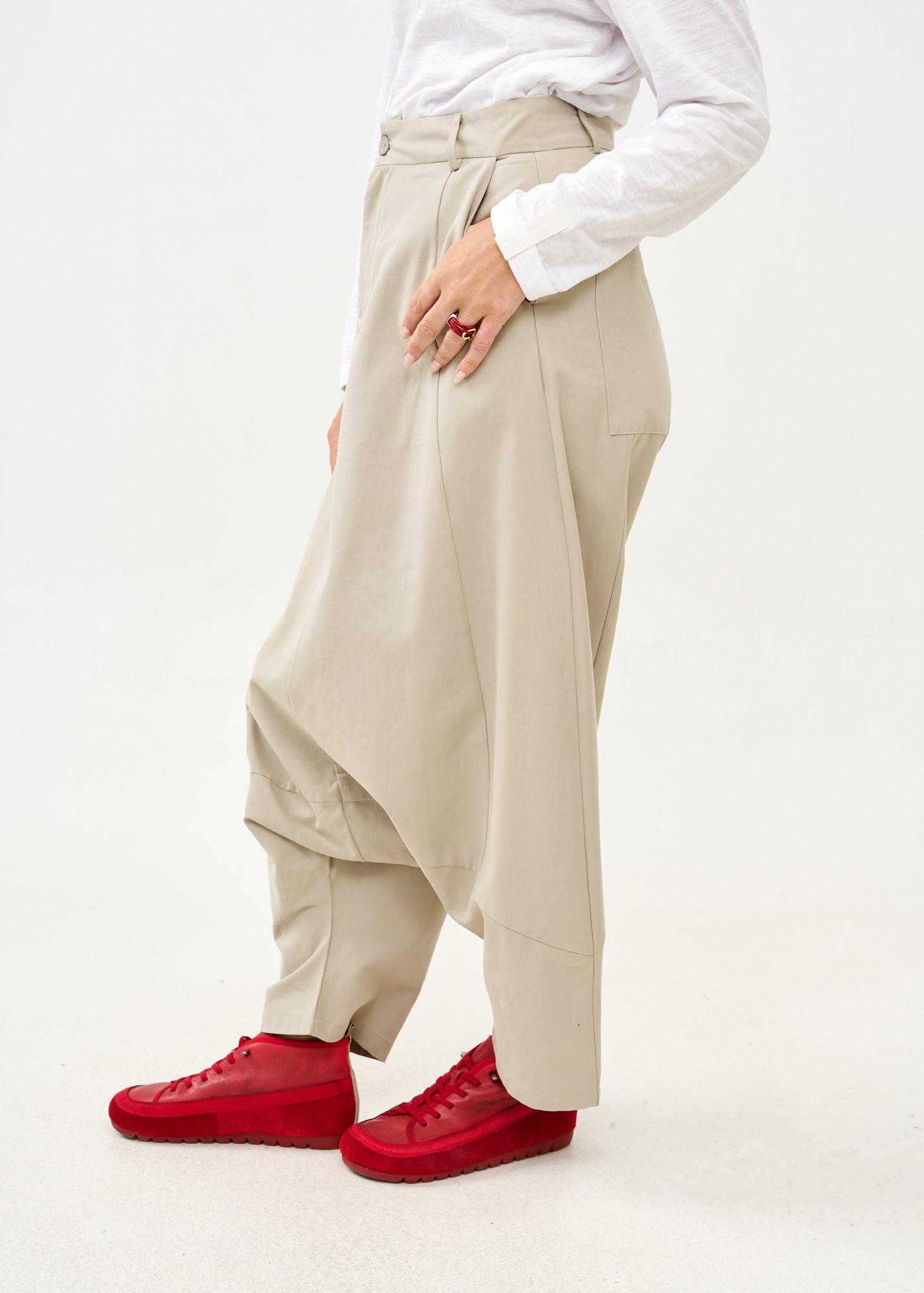 מכנס חצאית חתך עם כיס שילוב צבע סטון