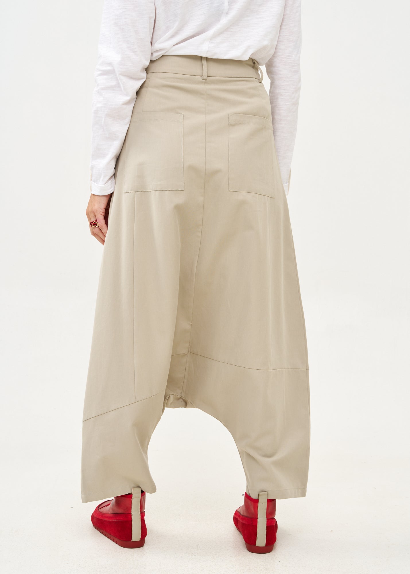 מכנס חצאית חתך עם כיס שילוב צבע סטון