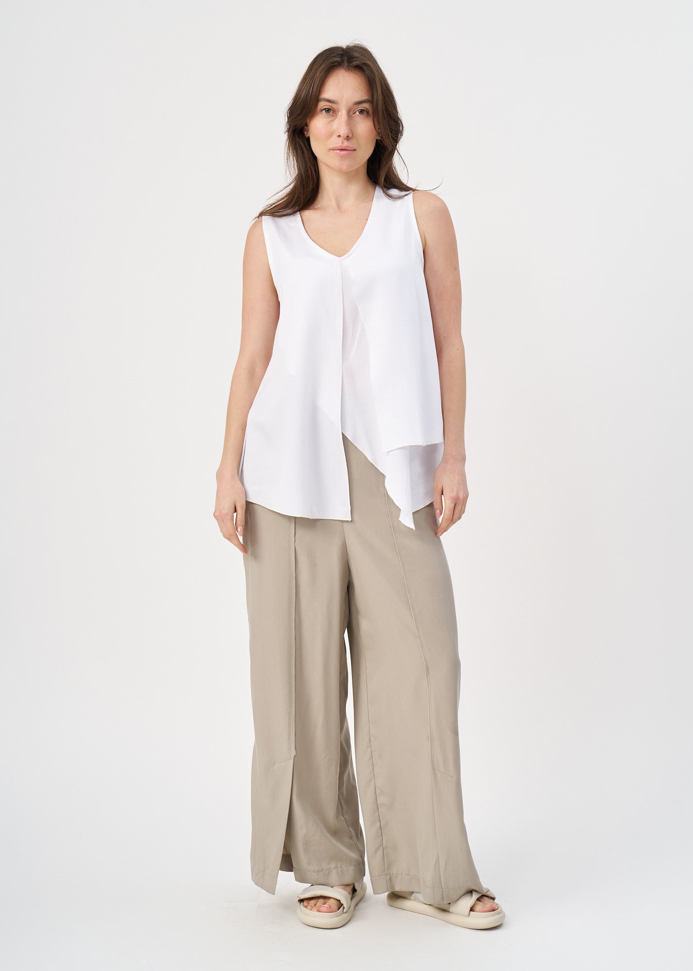 White V-neck layered tank top