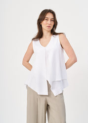 White V-neck layered tank top