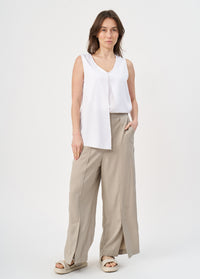 Long pants with front slit, gray - 00
