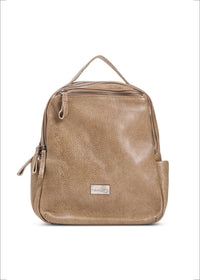 Brown leather backpack with front zipper - 99