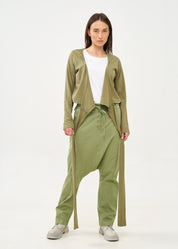 עליונית שרוול ארוך נקשרת במותן ירוק