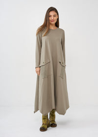Long sleeve dress with gray ribbing - 01