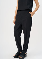 Black pleated hem twill fabric pants