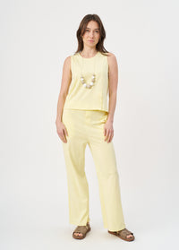 Classic straight leg trousers in yellow jersey - 00