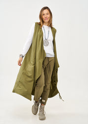 עליונית ארוכה ללא שרוול עם כיווץ ירוק