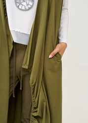 עליונית ארוכה ללא שרוול עם כיווץ ירוק