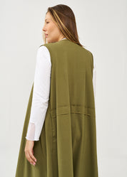 עליונית ארוכה ללא שרוול עם כיווץ ירוק