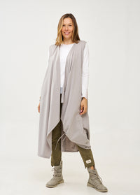Long sleeveless top with light gray drawstring - 00