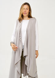 עליונית ארוכה ללא שרוול עם כיווץ אפור בהיר