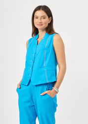 וסט שילוב סרט סולמות וכפתורים כחול