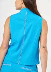 וסט שילוב סרט סולמות וכפתורים כחול