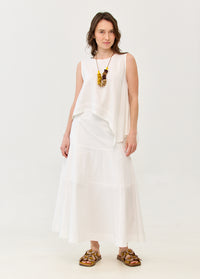 Tiered white maxi skirt - 00