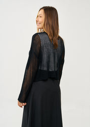 סריג בסריגה דקה ליפוף קדימה שחור