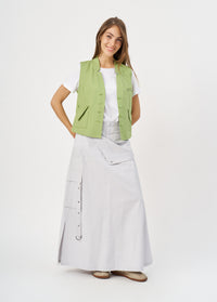 Light gray kangaroo skirt with cargo pockets - 00