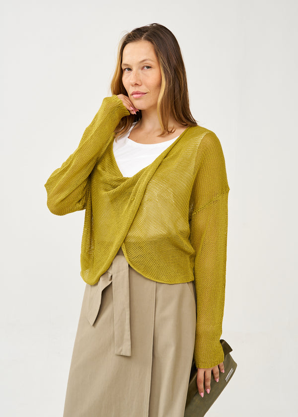 סריג בסריגה דקה ליפוף קדימה ירוק