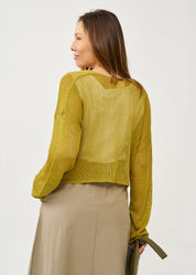 סריג בסריגה דקה ליפוף קדימה ירוק