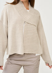 עליונית סריג עם רוכסן אפור בהיר