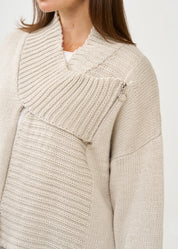 עליונית סריג עם רוכסן אפור בהיר