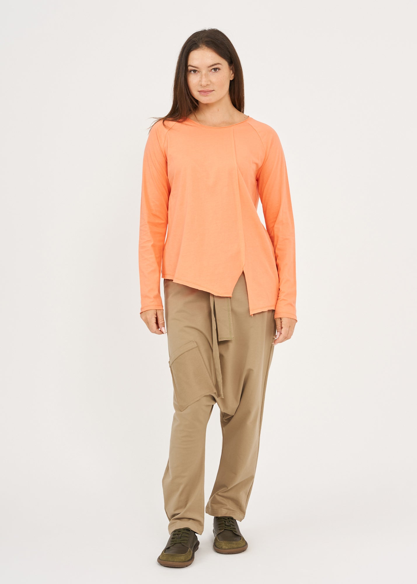 Orange cut long sleeve shirt