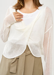 סריג בסריגה דקה ליפוף קדימה לבן