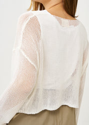 סריג בסריגה דקה ליפוף קדימה לבן