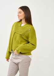 עליונית סריג עם רוכסן ירוק