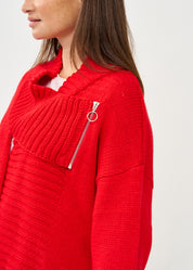 עליונית סריג עם רוכסן אדום