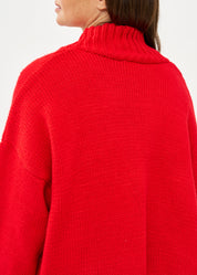 עליונית סריג עם רוכסן אדום