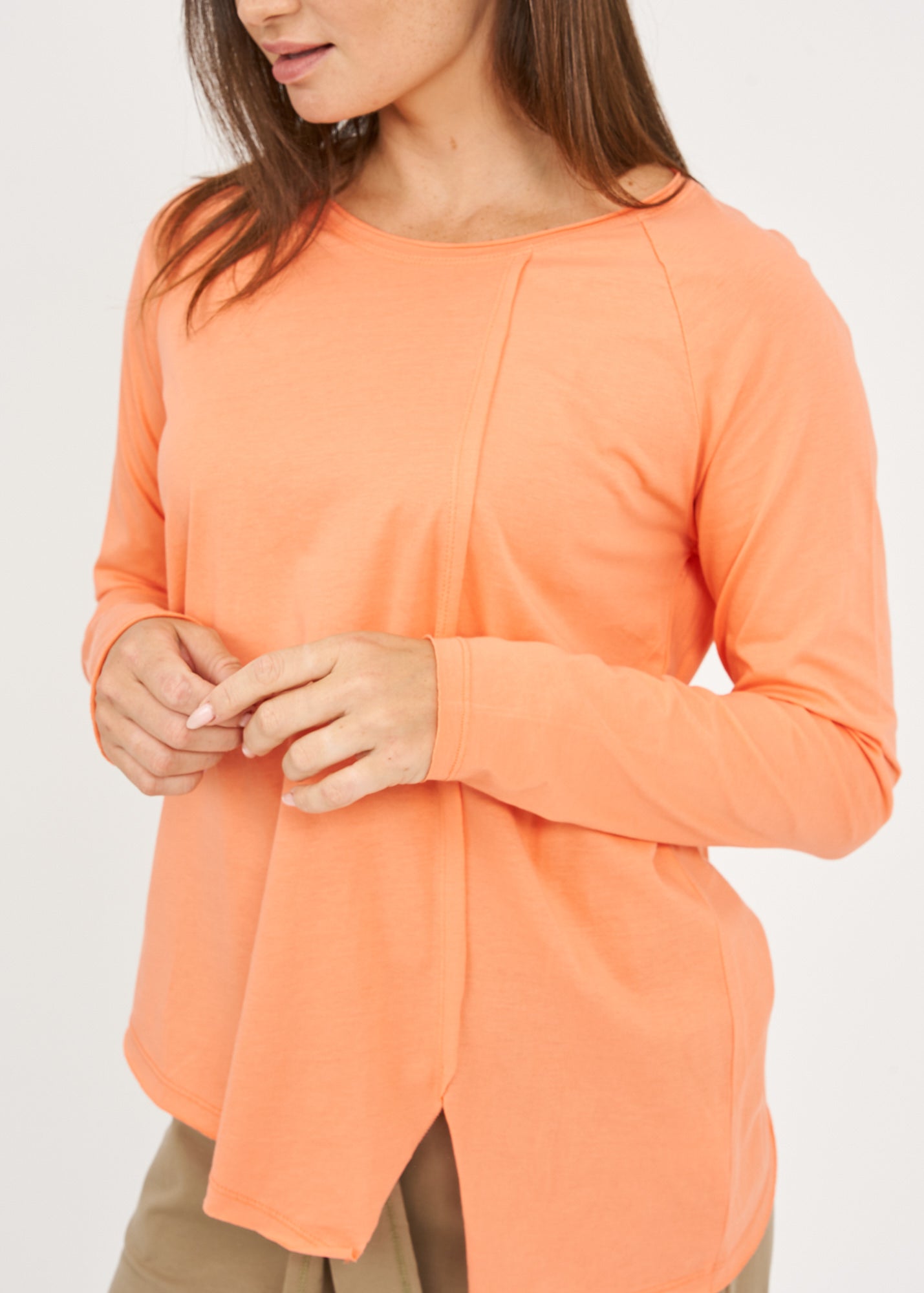 Orange cut long sleeve shirt