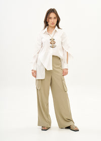 Wide-leg pants with pockets Stone - 00