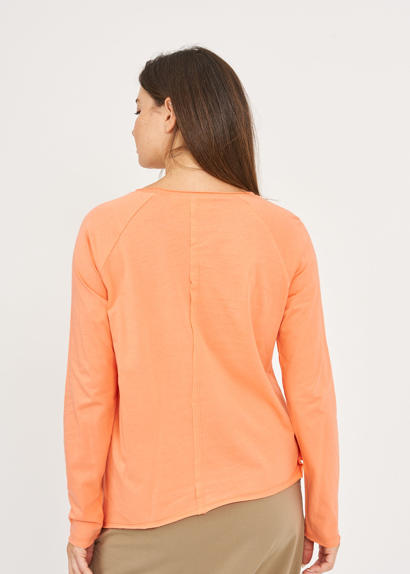Orange cut long sleeve shirt