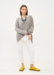 סריג ווש עטלף אוברסייז אפור בהיר ווש