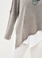 סריג ווש עטלף אוברסייז אפור בהיר ווש