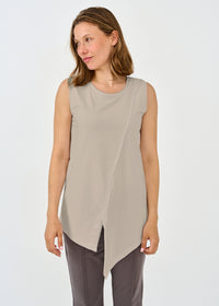 Long pointy base tank top, stone front seam - 00