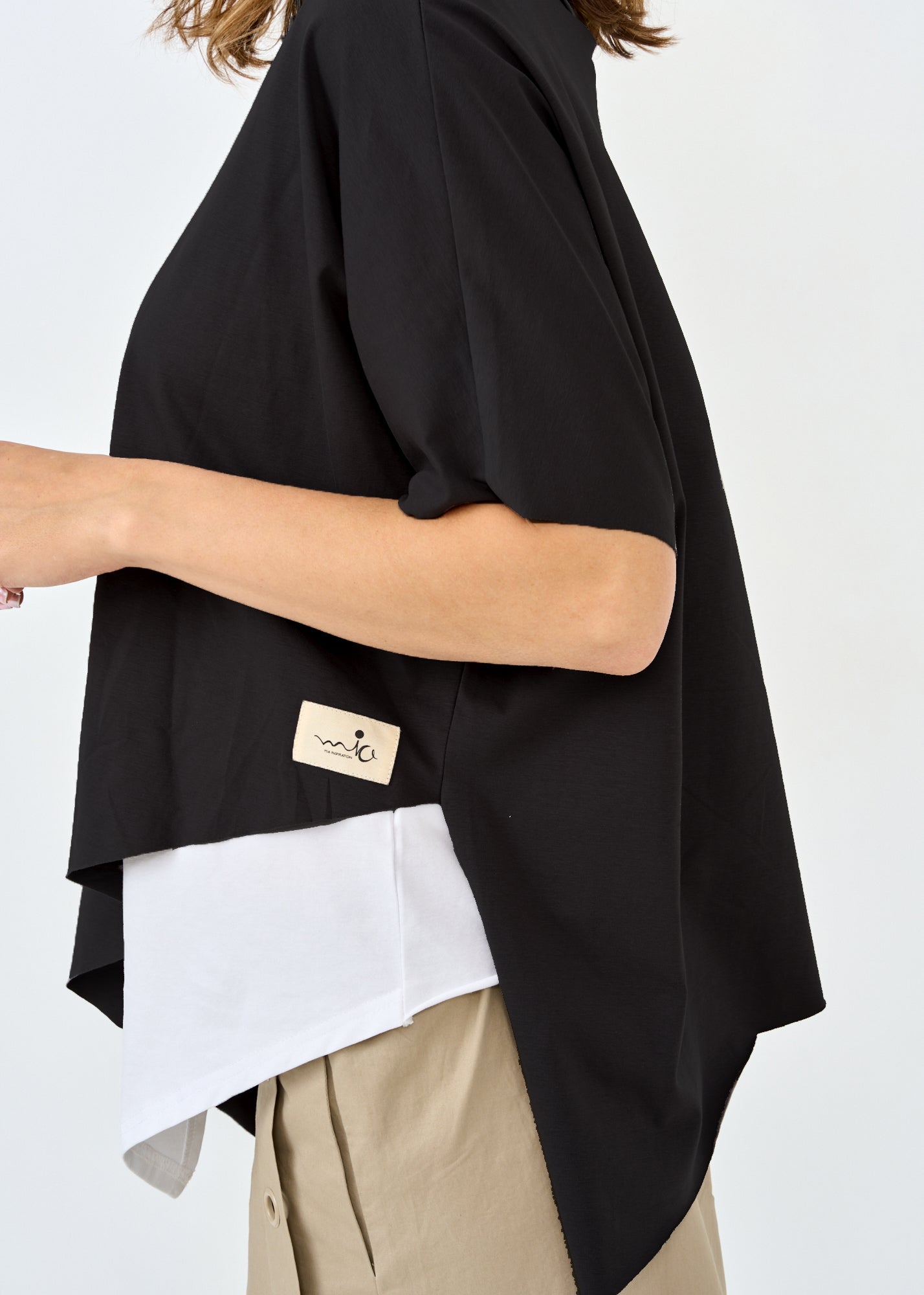 חולצת עטלף אוברסייז שרוול קצר אפור כהה