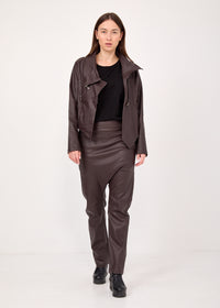 Brown faux leather boy pants - 00