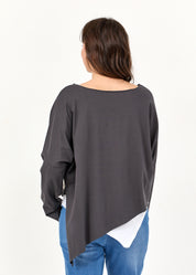 Dark gray long sleeve oversized bat shirt