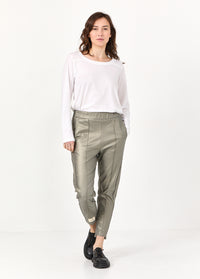 Gold leather-like center seam pant - 03